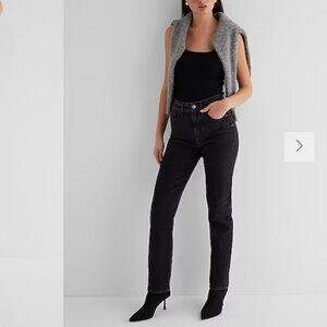 Express High Waisted Black Modern Straight Jeans - Women's Size 4R